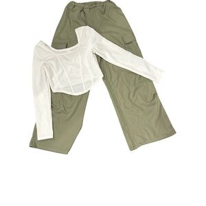 SHEIN White Top and Olive Green Pants Set